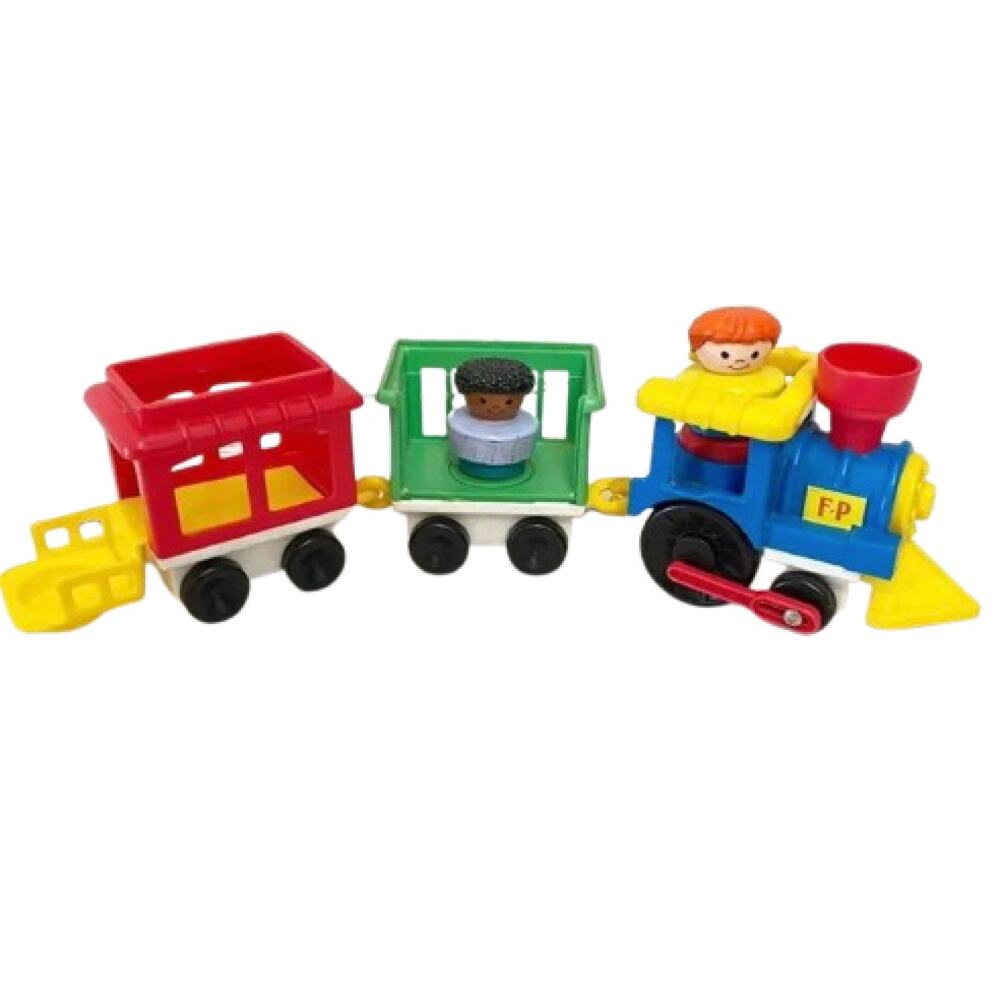 FISHER-PRICE Little People Train Toy 1991 Pull Car Figures Vintage